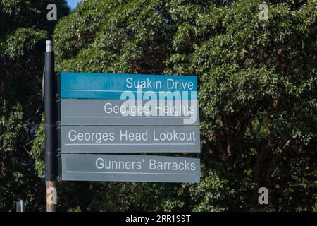 Headland Park, Mosman besteht aus drei Bezirken mit Blick auf Sydney Harbour-Chowder Bay/Georges Heights und Middle Head. Ehemals Standort von 6 D Stockfoto