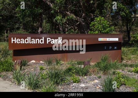 Headland Park, Mosman besteht aus drei Bezirken mit Blick auf Sydney Harbour-Chowder Bay/Georges Heights und Middle Head. Ehemals Standort von 6 D Stockfoto