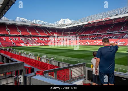 Stadiontour im Old Trafford Stadion von Manchester United in Manchester, Großbritannien Stockfoto