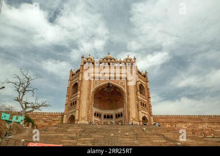 03 09 2007 Buland Darwaza ist das höchste Tor der Welt, 54 Meter hoch, zum Fatehpur Sikri Komplex, Uttar Pradesh, Indien Asien Stockfoto