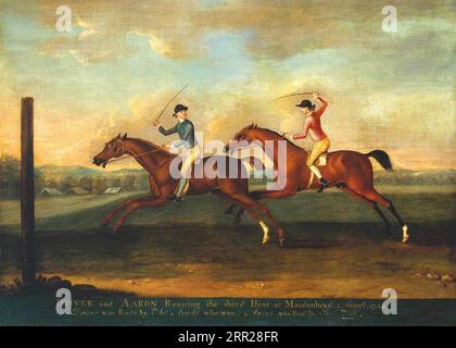 Das Spiel zwischen Aaron und Fahrer bei Maidenhead, August 1754: Fahrer gewinnt die dritte Hitze 1754 von Richard Roper Stockfoto