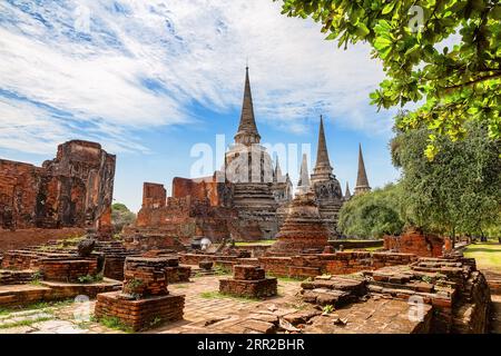 Der Tempel Wat Phra Si Sanphet ist einer der berühmten Tempel in Ayutthaya, Thailand. Tempel im Ayutthaya Historical Park, Ayutthaya, Thailand. UNESCO-Welt Stockfoto