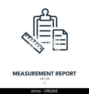 Symbol „Messbericht“. Messen, Dokument, Bericht. Bearbeitbare Kontur. Symbol „Einfacher Vektor“ Stock Vektor