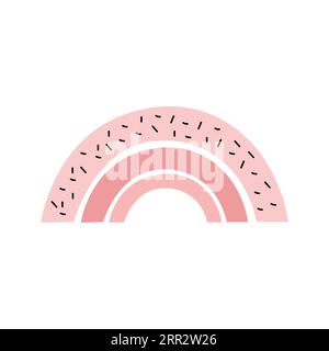 Rosa minimalistische skandinavische Regenbogenillustration isoliert. Texturdruck für Kinder und Mädchen. Stock Vektor