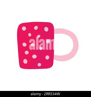Skandinavischer Kaffeebecher mit rosafarbenem Doodle. Design-Konzept für Café und Bäckerei. Stock Vektor