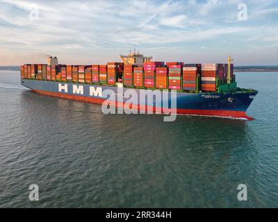 HMM Le Havre ist ein von Hyundai Merchant Marine zwischen Asien und Europa betriebener Ultra-Large Container Carrier. Stockfoto