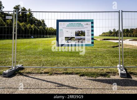 VERSAILLES - das Schloss von Versailles, wo unter anderem Springreiter und Dressurreiter während der Austragungsort-Tour für Journalisten im Vorfeld der Olympischen Spiele 2024 in Paris in Aktion treten. ANP REMKO DE WAAL Stockfoto