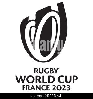 2023 Rugby World Cup Schwarzes und weißes Logo berühmteste Turniere, Vektor-Illustration abstraktes Schwarz und weiß editierbares Bild Stock Vektor