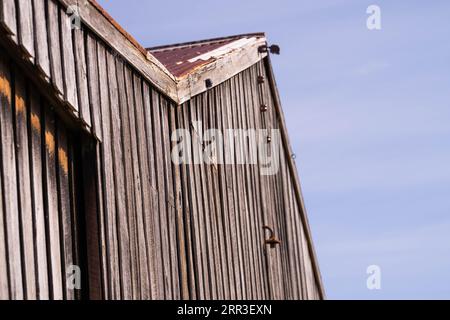 Alte Holzfarm Apfelschuppen in tasmanien Stockfoto