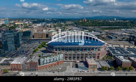 Seattle, WA, USA. September 2023. September 2023-Seattle, WA: Aerial View of Lumen Field, Heimstadion der National Football Leagues, Seattle Seahawks (Bild: © Walter G Arce SR Grindstone Medi/ASP) NUR REDAKTIONELL! Nicht für kommerzielle ZWECKE! Stockfoto