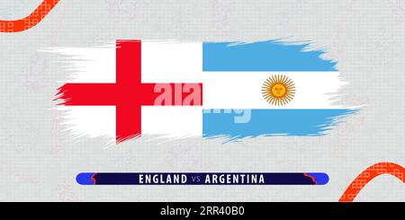 England gegen Argentinien, internationale Rugby-Match-Illustration im Pinselstrich-Stil. Abstraktes Grungy-Symbol für Rugby-Match. Vektorillustration auf abstra Stock Vektor