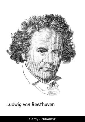UNGARN - UM APRIL 2016: Eine in UNGARN gedruckte Briefmarke zeigt ein Porträt Ludwig van Beethovens um 1960 Stockfoto