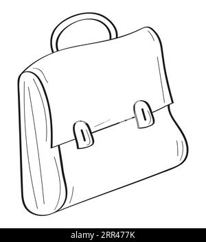 Aktentasche-Icon-Vektor im Doodle-Stil. Geschäftsanmeldung im Dateiordner im Gliederungsstil. Büro-Doodle-Symbol, von Hand gezeichnet Stock Vektor