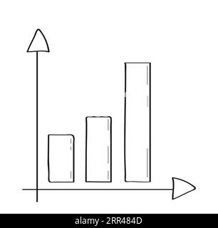 Schema, Diagrammvektor im Doodle-Stil. Infografik, Diagramm, Illustration des Sektorsymbols. Wachstum, Sturzpfeil, profress-Diagramme. Stock Vektor