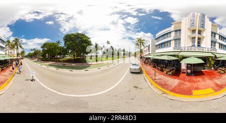 360 Grad Panorama Ansicht von Miami Beach, FL, USA - 3. September 2023: 360 Foto Breakwater Hotel Miami South Beach