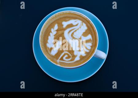 Seepferdchen-Design auf Coffee Latte, Vancouver, British Columbia, Kanada Stockfoto