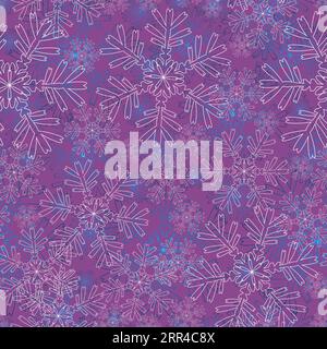 Nahtloses Muster von Schneeflocken. Violetter dunkler Hintergrund. Vektorillustration Stock Vektor