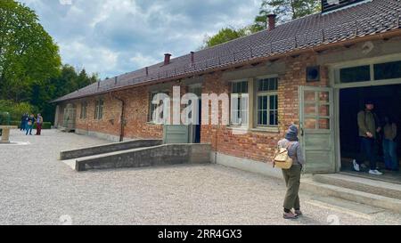 Gebäude als Gaskammer im KZ Dachau in Deutschland Stockfoto