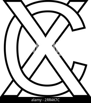 Logo-Zeichen xc cx-Symbol, Zeichen verflochtene Buchstaben c x Stock Vektor