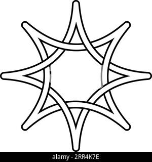 Keltischer Knotenstern, der Strahlen miteinander verbindet, Sternsymbol Hoffnung Licht Weisheit Stock Vektor