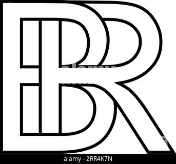 Logo-Zeichen br, rb-Symbol-Zeichen zwei ineinander verschachtelte Buchstaben B R Stock Vektor