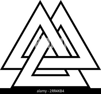 Valknut-Symbol, Dreieck-Logo, Symbol des Wikingerzeitalters, Tätowierung mit keltischem Knoten Stock Vektor