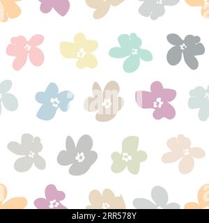 Pastellfarbene, einfache Blumen. Nahtloses Stoffmuster Stock Vektor