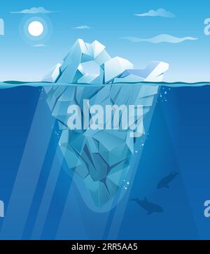 Iceberg Concept Metaphor for visible and hidden aspects to success – Stock Illustration as EPS 10 Stock Vektor