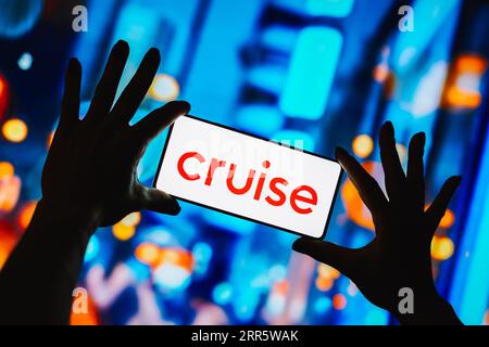 Brasilien. September 2023. In dieser Abbildung wird das Cruise-Logo auf einem Smartphone-Bildschirm angezeigt. (Bild: © Rafael Henrique/SOPA Images via ZUMA Press Wire) NUR REDAKTIONELLE VERWENDUNG! Nicht für kommerzielle ZWECKE! Stockfoto