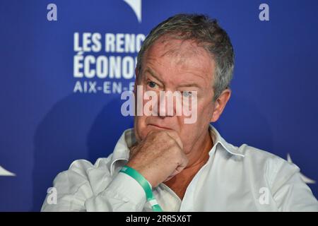 Aix En Provence, Frankreich. Juli 2023. Gregoire Senthiles, Präsident und Gründer von Nextstage, wird während der Konferenz gesehen. Auf der 25. Rencontres Economiques d'Aix-en-Provence werden vom 07. Bis 09. Juli 2023 Wirtschaftsführer, Wissenschaftler, Staats- und Regierungschefs, gewerkschaftsvertreter, Studenten und Mitglieder des Freiwilligensektors zusammenkommen, um wirtschaftliche, politische und soziale Fragen zu erörtern. (Foto: Laurent Coust/SOPA Images/SIPA USA) Credit: SIPA USA/Alamy Live News Stockfoto