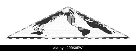 Vektor-Weltkarte. Kollignon-EQUAL-Area-pseudozylindrische Projektion. Einfache geografische Weltkarte mit Breiten- und Längengraden. Stock Vektor