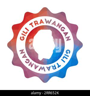 Gili Trawangan Low Poly Logo. Buntes Reiselogo mit Farbverlauf der Insel im geometrischen Stil. Stock Vektor