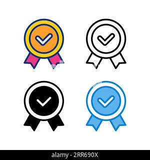 Symbol für Vertrauensabzeichen im 4-Stil, flach, Linie, Glyphe und Duoton Stock Vektor