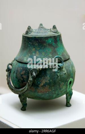 Chinesische Bronzewaren in einem Museum, Nahaufnahme des Fotos Stockfoto