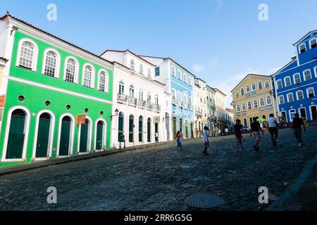 Salvador, Bahia, Brasilien - 02. September 2023: Blick von Ladeira do Pelourinho im historischen Zentrum der Stadt Salvador, Bahia. Stockfoto