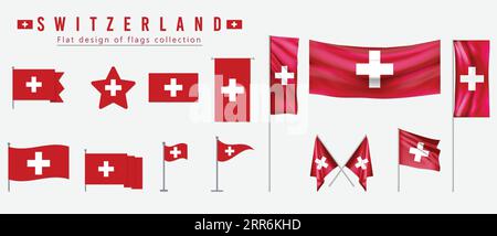 Schweizer Flagge, flaches Design der Flaggen Kollektion Stock Vektor
