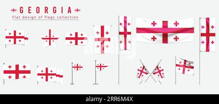 Georgia Flag, flaches Design der Flaggen Kollektion Stock Vektor