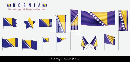 Bosnien-Flagge, flaches Design der Flaggen-Kollektion Stock Vektor