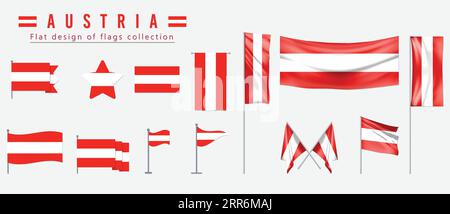 Österreich Flagge, flaches Design der Flaggen Kollektion Stock Vektor