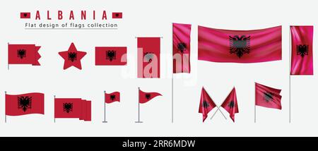 Albanien Flagge, flaches Design der Flaggen Kollektion Stock Vektor