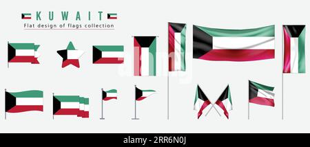 Kuwait-Flagge, flaches Design der Flaggen-Kollektion Stock Vektor
