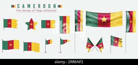 Kamerun Flagge, flaches Design der Flaggen Kollektion Stock Vektor