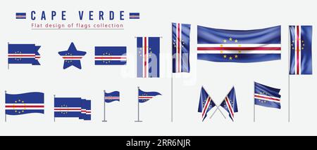 Kap Verde Flagge, flaches Design der Flaggen Kollektion Stock Vektor