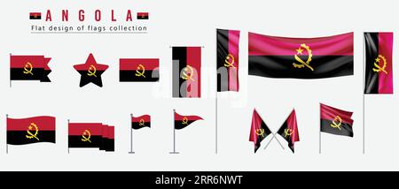 Angola-Flagge, flaches Design der Flaggen-Kollektion Stock Vektor