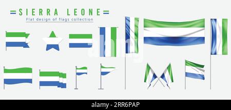 Sierra Leone-Flagge, flaches Design der Flaggen-Kollektion Stock Vektor