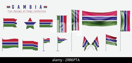 Gambia-Flagge, flaches Design der Flaggen-Kollektion Stock Vektor
