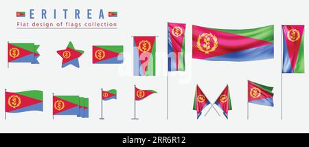 Flagge ERITREAS, flaches Design der Flaggen-Kollektion Stock Vektor