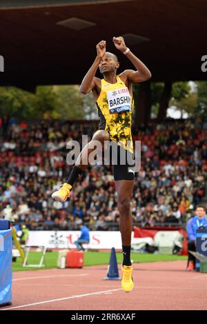 Mutaz Essa Barshim (QAT) gewinnt den Hochsprung mit 7-8 1/2 (2,35 m) während der Weltkasse Zürich im Letzigrund-Stadion am Donnerstag, 31. August 2023 in Zürich, Schweiz. (Jiro Mochiuzki/Bild des Sports) Stockfoto