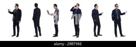 Gruppe asiatischer Geschäftsleute, die im Geschäft stehen. Isoliert auf weißem Hintergrund. Stockfoto