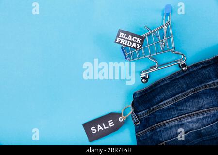 Black friday Sale Tag Jeans Stockfoto